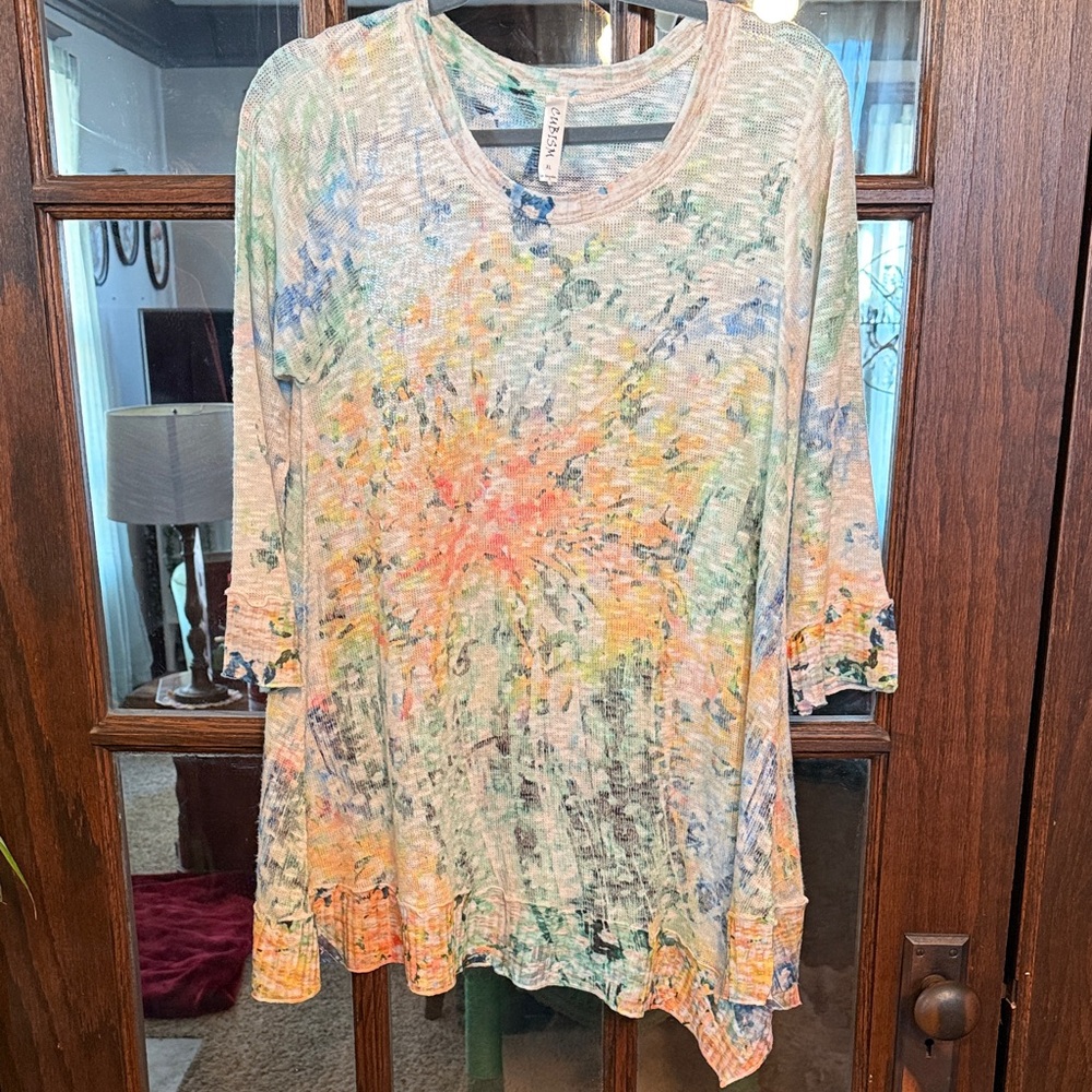 Cubism‎ Colorful Tie-Dye Women's Tunic lightweight Artsy Size XL